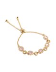 Goldair Gold Plated Large Pink Cubic Zirconias Toggle Bracelet