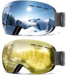 Qally Anti Fog Ski Goggles For Men Women Snow Goggles With Uv Protection Snowboard Goggles Black Frame Silver Lens black Frame N