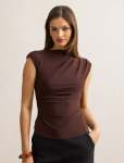 Logan Asym Shoulder Top - 18 Bitter Chocolate