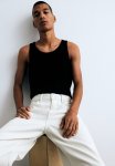 Slim Fit Ribbed Vest Top - Black
