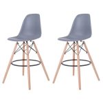Modern Style Eiffel Chair Counter Bar Stools Set 2 Pieces 25.5-INCH Grey