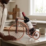 Retro Bicycle Wine Glass Holder And Fruit Basket Display Rack