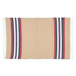 Dhurrie Dark Stone And Red navy Stripe