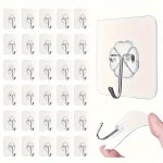10 30PCS Transparent Adhesive Hooks - Multifunctional Kitchenware Hooks Bathroom Hooks With Anti-skid Traceless Design - Bathroo