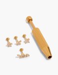 Goldair Gold Plated Surgical Steel Flat Back Tool & Floral Vine Studs Pack