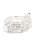 Silver Plated Cubic Zirconia Multi-shaped Layered Ring - M l