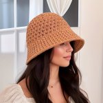 Hollow Out Solid Color Sun Hat Versatile Summer Bucket Hats Breathable Sun Protection Hats For Women