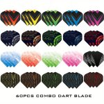 60PCS Dart Flights Combo Professional Standard Shape Dart Flight Replacements Universal Pvc Tail Wing Accessories Suitable For 1