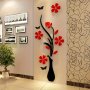 Add A Touch Of Elegance To Your Home With This Decorative 3D Acrylic Crystal Plum Vase Wall Sticker