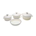 7 Piece Cast Iron Pot Set - Two Toned White cream