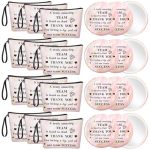 Xuniea 24 Pcs Employee Appreciation Gifts For Women 12 Motivation Canvas Makeup Bags 12 Pocket Mirror Inspirational Thank You Gi