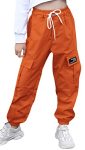Sangtree Womens Cargo Pants Multi-pocket Elastic Waist Pull On Jogger Pants With Drawstring Orange XXL