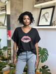 Leopard Kiss Oversized Tee - Black - Xlarge