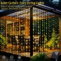 Solar-powered LED Curtain String Lights: 8 Modes Perfect For Parties Weddings And Garden Decorations Color Options Available