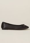 Cotton On Emma Bow Ballerina - Black Satin