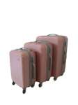 Smte 3 Piece Hard Outer Shell Luggage Set Pink With Keychain