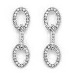 Silver Tone Circular Interlocking Drop Earrings
