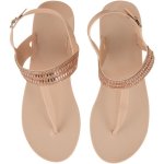 Clicks Nude T-bar Sandal With Rose Gold
