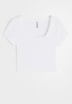 Cropped Ribbed T-Shirt - White