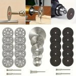 30PCS MINI Rotating Tool Kit For Marble Ceramic Tiles Plastic Wood Stone Pipes & Glass - Includes 10 Resin Discs 10 Diamond Whee
