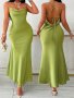 Cowl Neck Cross Tie Back Dress Elegant Sleeveless Mermaid Hem Bodycon Dress For Party & Banquet Women's Clothing