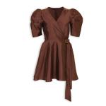 Burnt Orange Taffeta Wrap Dress