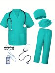 Boys Doctor Clothing V-neck Top Pants And Accessories Boys And Girls Party Clothes Funny Clothes For Halloween Party