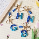 1PC A-z Alphabet Initial Letter Keychain Cute Sequins Resin Key Chain Ring Bag Backpack Charm Car Hanging Pendant Women Daily Us