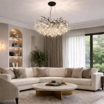Black Crystal Linear Chandelier With Branch Design Venezia