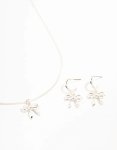 Silver Lovely Bow Necklace & Earrings Set