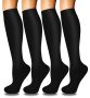 4 Pairs Compression Socks For Men Women Circulation-best Support For Nurses Running Athletic Travel Cycling Flying Sports Plus Size Wide Calf Diabe