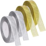 Gold/silver Glitter Fabric Ribbon 4 Pack