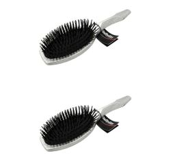 Babyliss Plastic Silver Bristle Massage Hair Brush For Ladies Girls 2 Pack