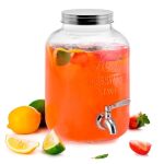Kook Glass Drink Dispenser With Leak-proof Stainless Steel Spigot Clear Mason Jar Beverage Storage For Fridge For Water Iced Tea