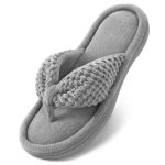 Ultraideas Women's Popcorn Flip Flop House Slipper With Memory Foam Gift For Women Mom Grey Size 7-8
