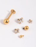 Goldair Gold Plated Surgical Steel Cubic Zirconia Leaf Drop Flat Back Earrings