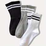 3 Pairs Unisex Striped Socks Simple & Breathable Mid Tube Socks Women's Stockings & Hosiery