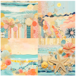 Tear Resistant Deco Print Paper Beach Collage 4'S