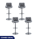 Set Of 4 Suede Bar Chairs Available In 2 Colours