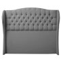 Codie Velvet Buttoned Winged Headboard Queen Black