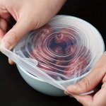 6PCS Silicone Elastic Lids Reusable Durable Food Storage Bowl Lids Silicone Lid Cover Dishwasher & Refrigerator Safe Storage Kit