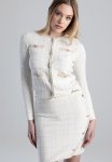 Sissy Boy MINI Gold Number: Plaid Knit Jacket With Braided Edge - Cream Gold