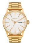 Nixon Sentry Stainless Steel Mens Watch - All Gold White