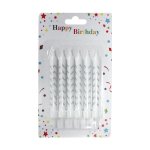 Candle White And Silver Striped Pack Of 6