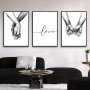 3PCS Love And Hands Black And White Wall Decoration Canvas Painting Wall Art Room Decor Home Decor Holiday Decor Bedroom Decor Living Room Decor