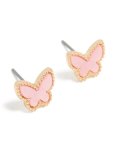 Goldair Gold Pink Acrylic Butterfly Stud Earrings