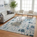 200X150CM Urban Mosaic Blue Turkish Carpet