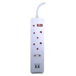 Flash Multiplug 3 Way With 2 USB Ports Surge Protected
