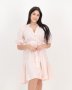 Embroided Lantern Sleeve Dress Pink Stripe