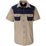 Mens Short Sleeve Serengeti 2 -tone Bush Shirt